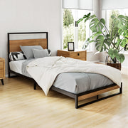 Oakland (Single) Metal Bed Frame - Black & Brown - Homecoze