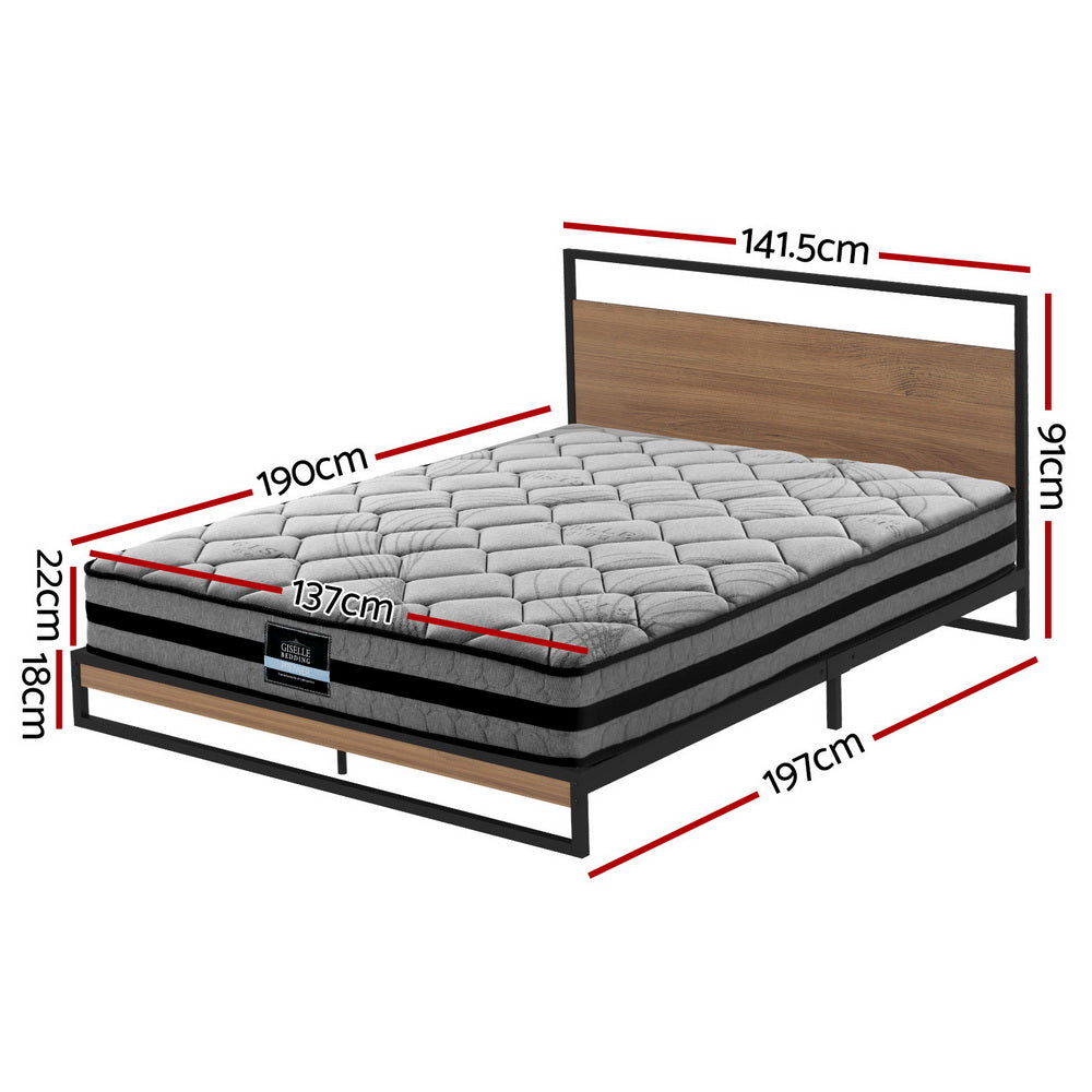 Oakland (Double) Bed Frame & Cosmos Mattress Set - Brown - Homecoze
