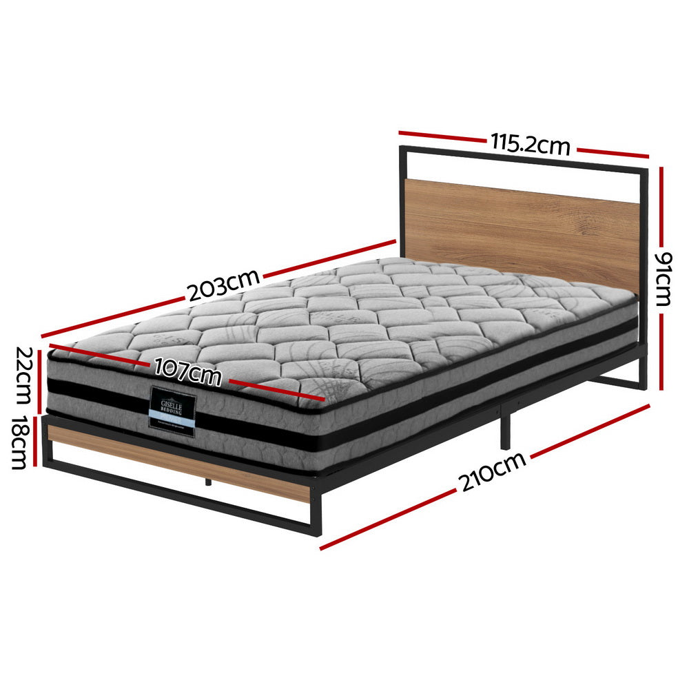 Oakland (King Single) Bed Frame & Cosmos Mattress Set - Brown - Homecoze