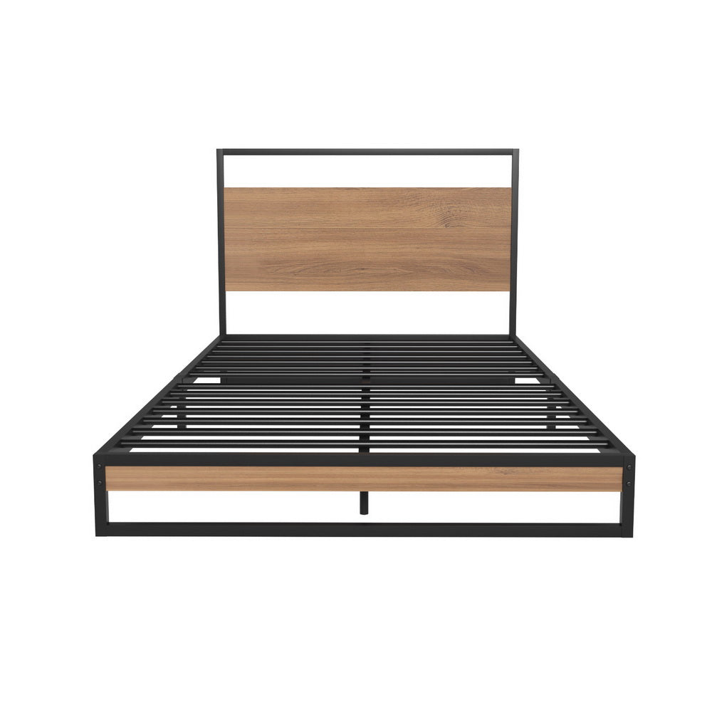 Oakland (King Single) Bed Frame & Cosmos Mattress Set - Brown - Homecoze