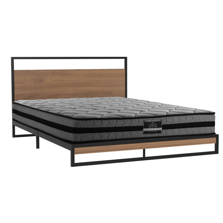 Oakland (Queen) Bed Frame & Cosmos Mattress Set - Brown - Homecoze