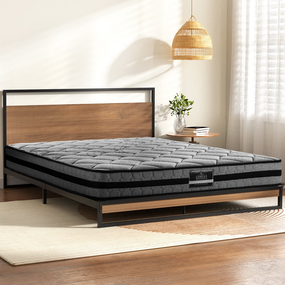 Oakland (Queen) Bed Frame & Cosmos Mattress Set - Brown - Homecoze