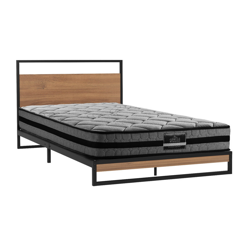 Oakland (Single) Bed Frame & Cosmos Mattress Set - Brown - Homecoze