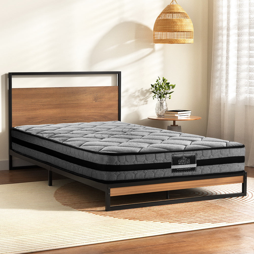 Oakland (Single) Bed Frame & Cosmos Mattress Set - Brown - Homecoze
