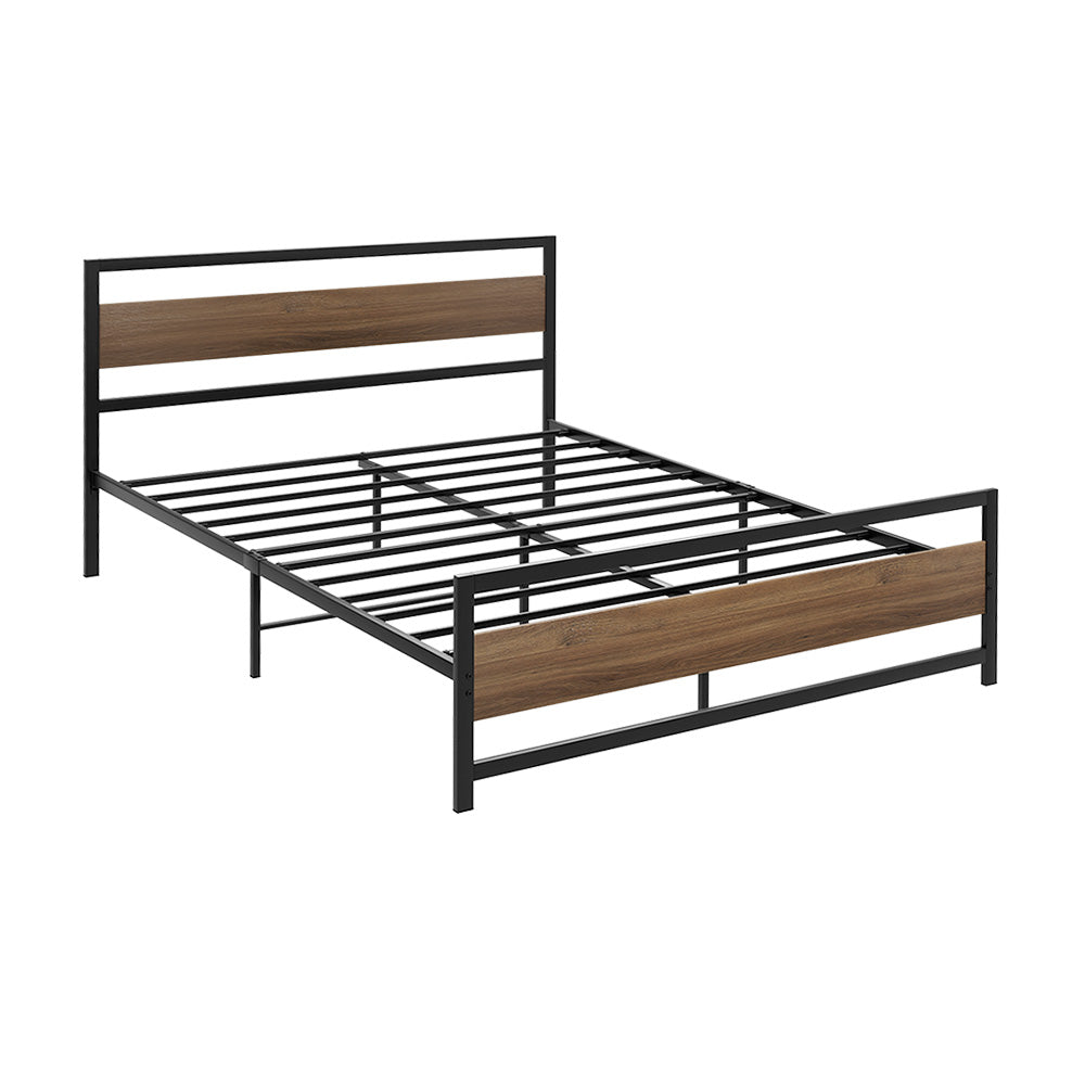 Tacoma (Double) Metal Bed Frame - Black & Brown - Homecoze