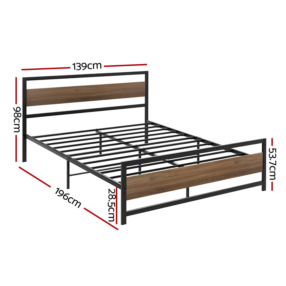 Tacoma (Double) Metal Bed Frame - Black & Brown - Homecoze