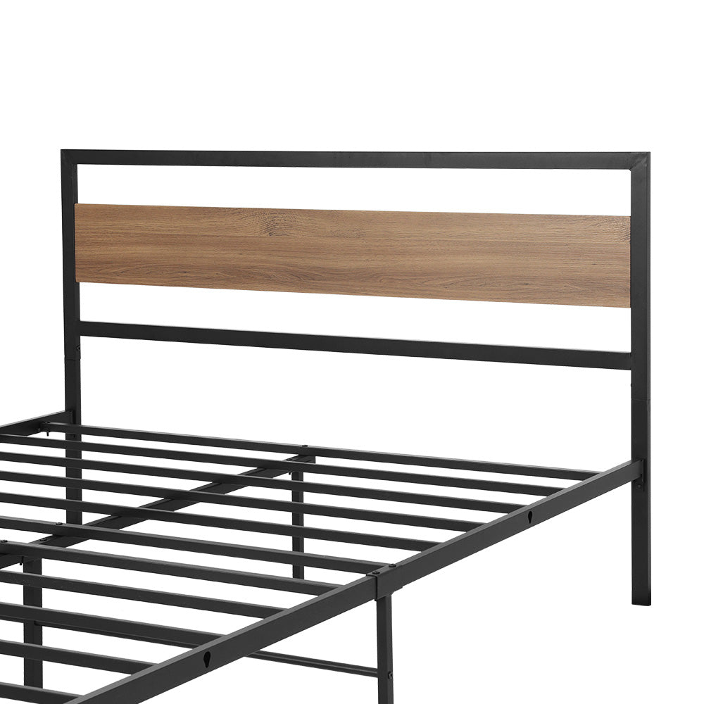 Tacoma (Double) Metal Bed Frame - Black & Brown - Homecoze