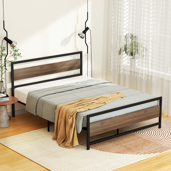 Tacoma (Double) Metal Bed Frame - Black & Brown