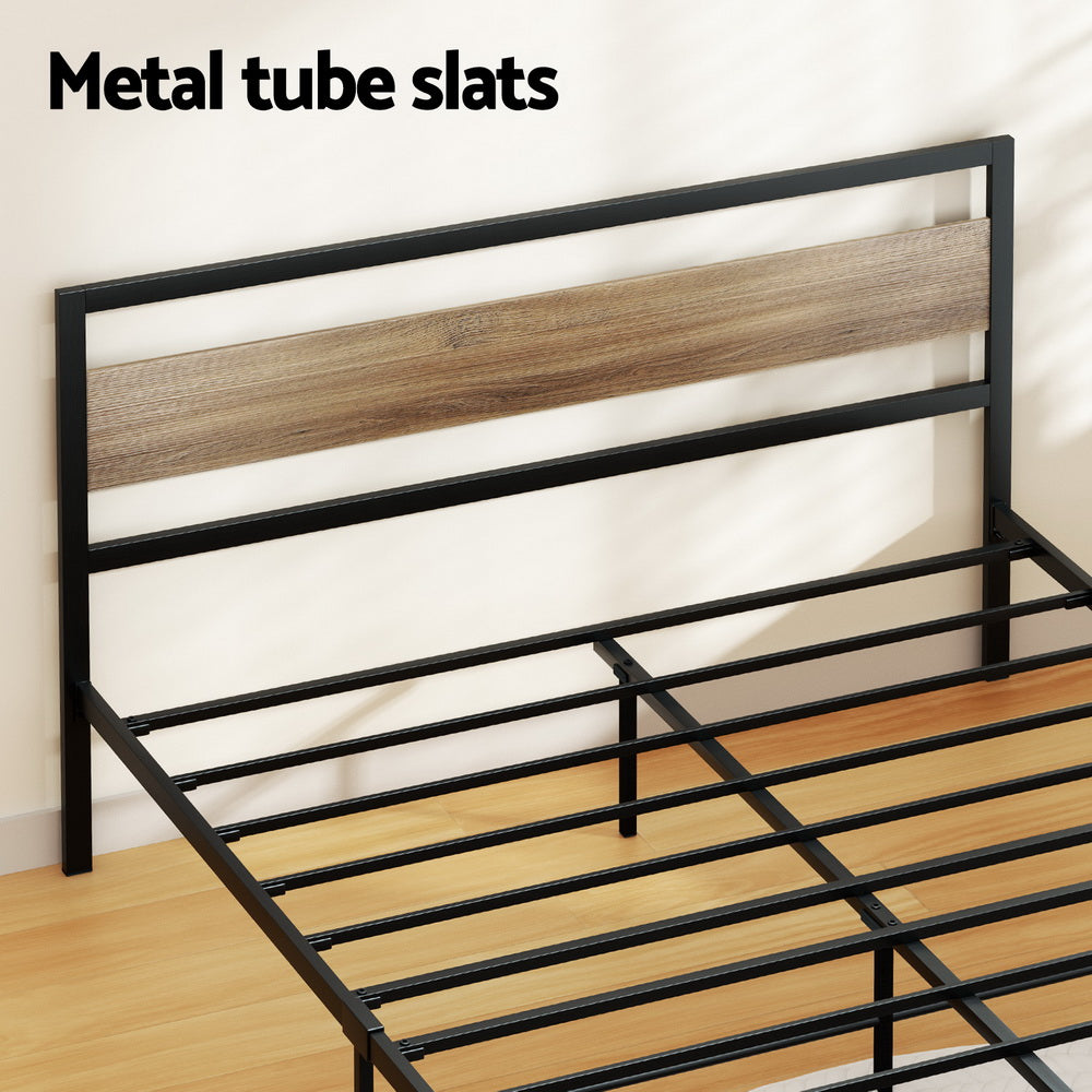 Tacoma (Double) Metal Bed Frame - Black & Brown - Homecoze