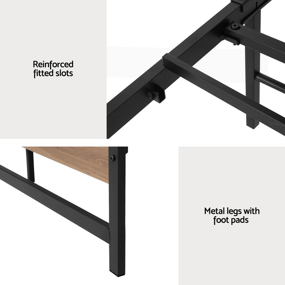 Tacoma (Double) Metal Bed Frame - Black & Brown - Homecoze