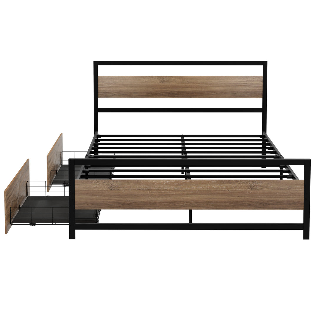 Artiss Bed Frame Double Size Metal Frame with 2 Drawers DREW - Homecoze