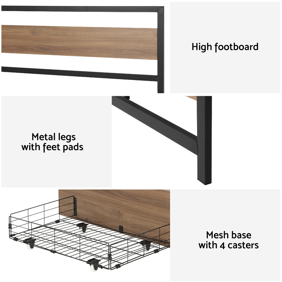 Artiss Bed Frame Double Size Metal Frame with 2 Drawers DREW - Homecoze