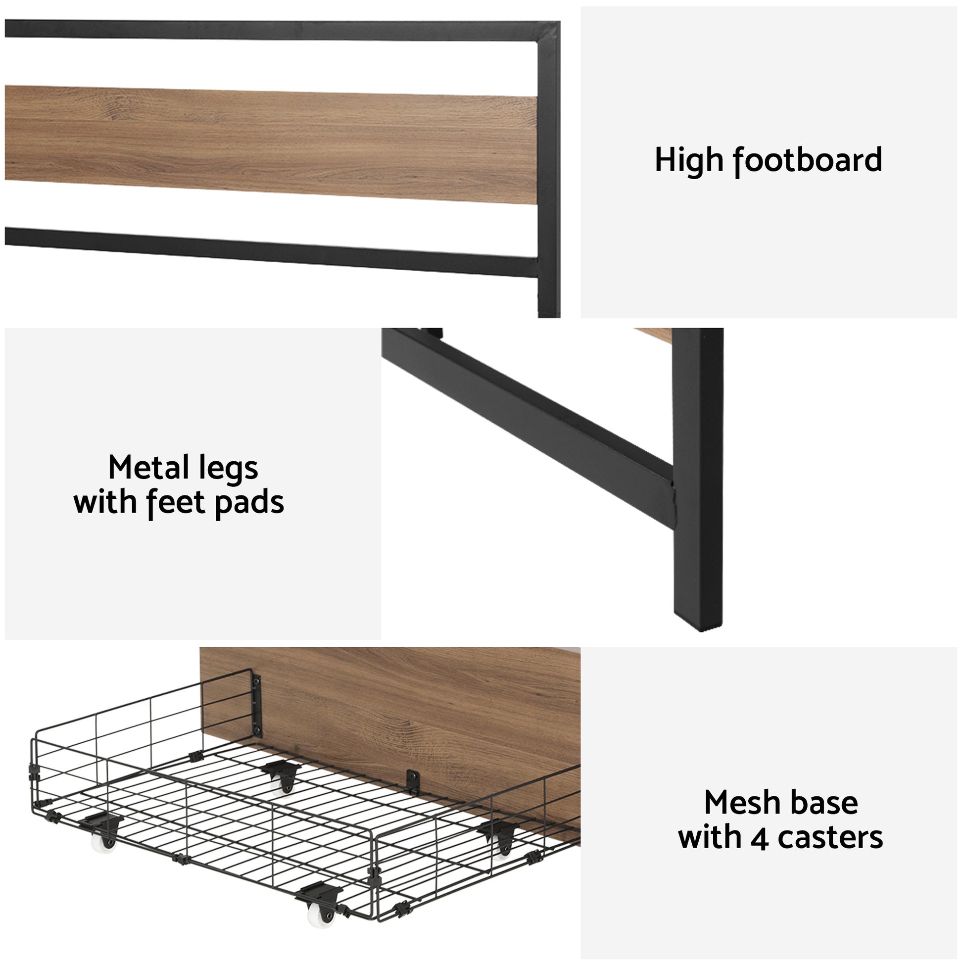 Artiss Bed Frame Double Size Metal Frame with 2 Drawers DREW - Homecoze