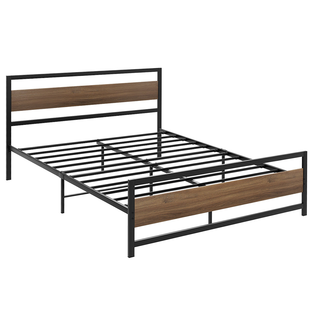 Tacoma (Queen) Metal Bed Frame - Black & Brown - Homecoze
