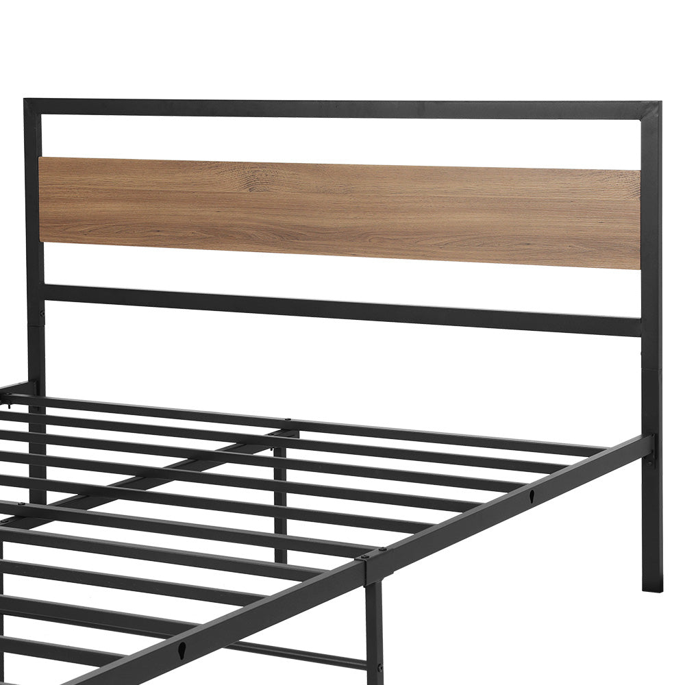 Tacoma (Queen) Metal Bed Frame - Black & Brown - Homecoze