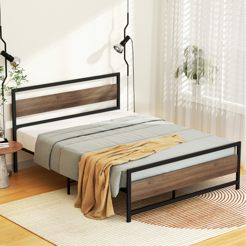 Tacoma (Queen) Metal Bed Frame - Black & Brown