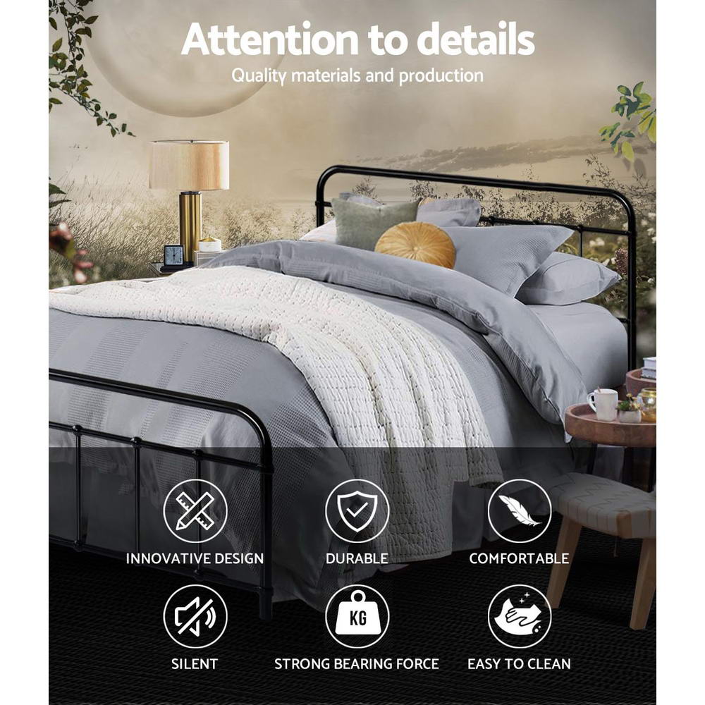 Fargo (Double) Country Style Bed Frame - Black - Homecoze