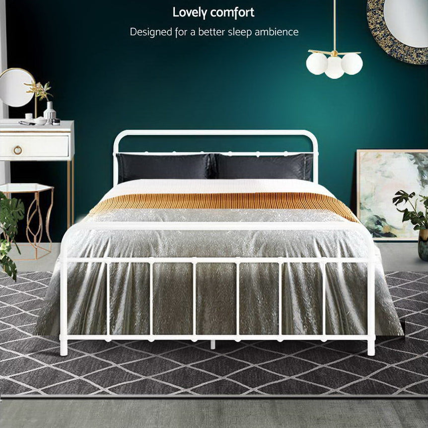 Fargo (Double) Country Style Bed Frame - White - Homecoze