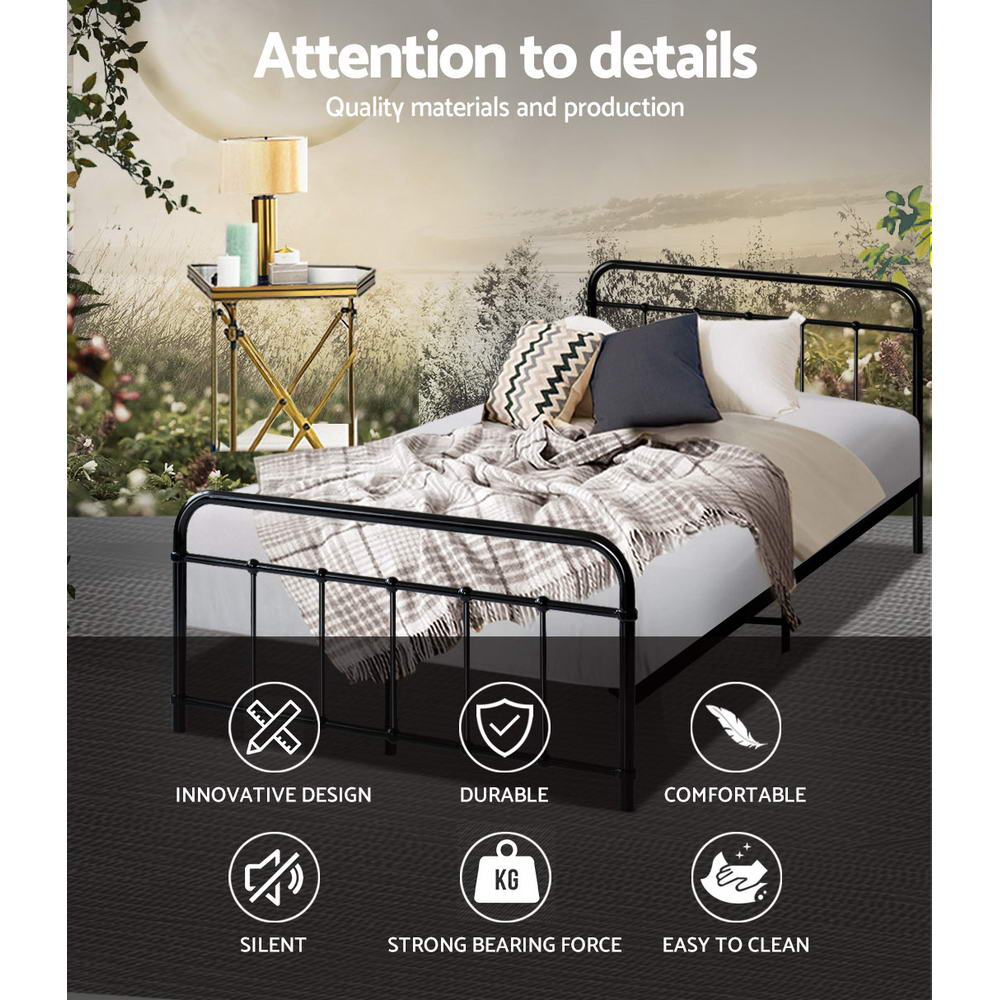 Fargo (King Single) Country Style Bed Frame - Black - Homecoze
