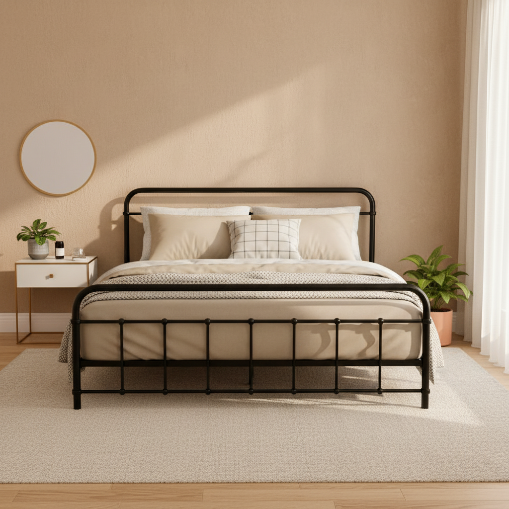 Fargo (Queen) Country Style Bed Frame - Black - Homecoze