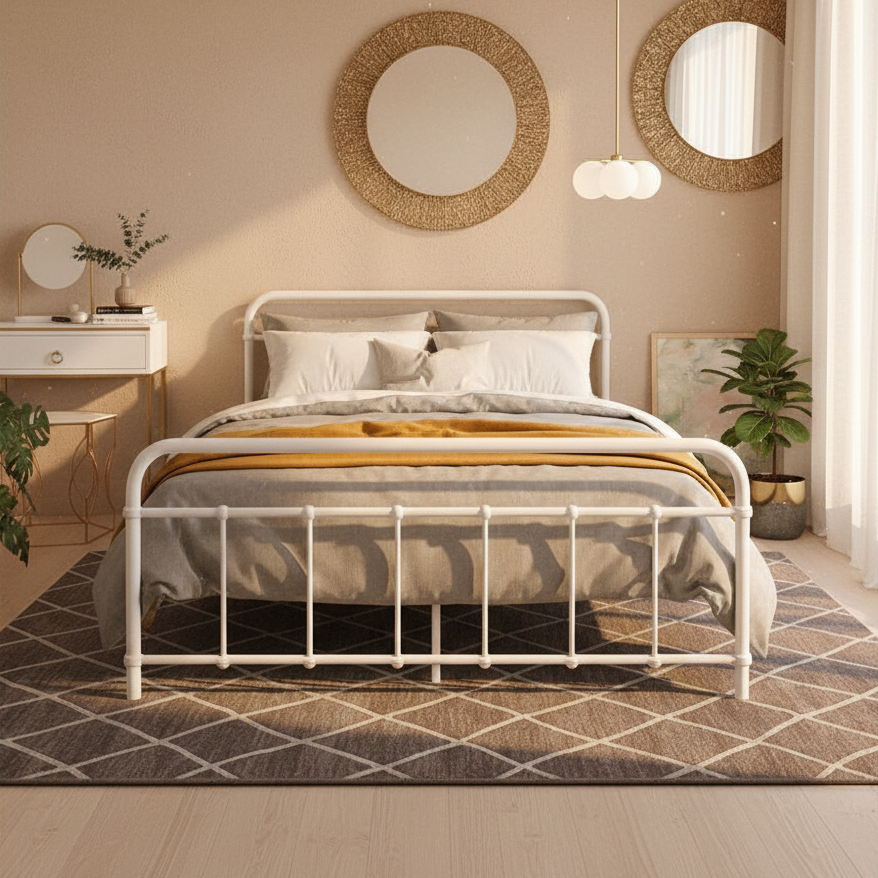 Fargo (Double) Country Style Bed Frame - White - Homecoze