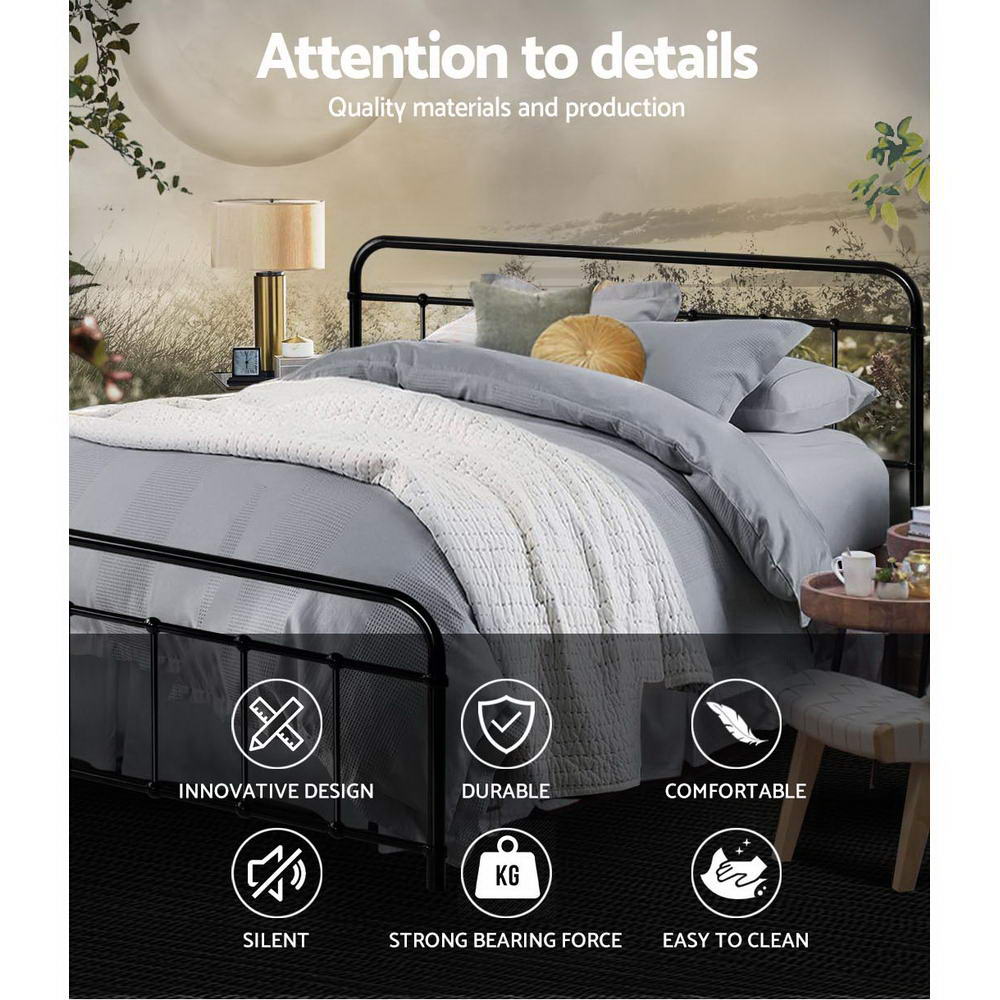 Fargo (Queen) Country Style Bed Frame - Black - Homecoze
