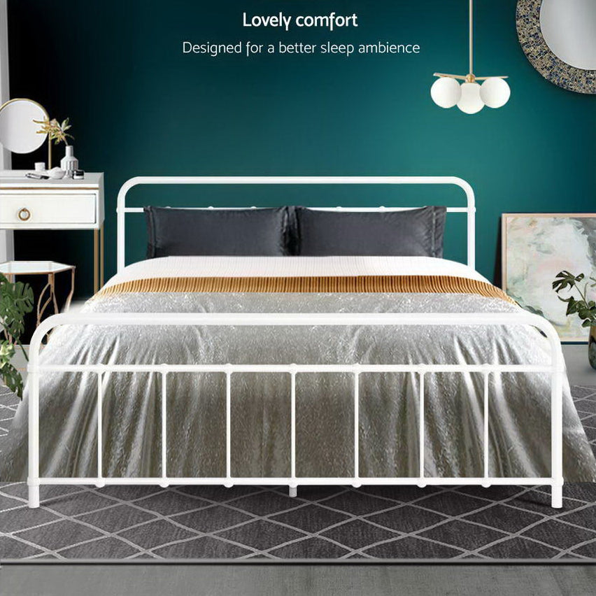 Fargo (Queen) Country Style Bed Frame - White - Homecoze