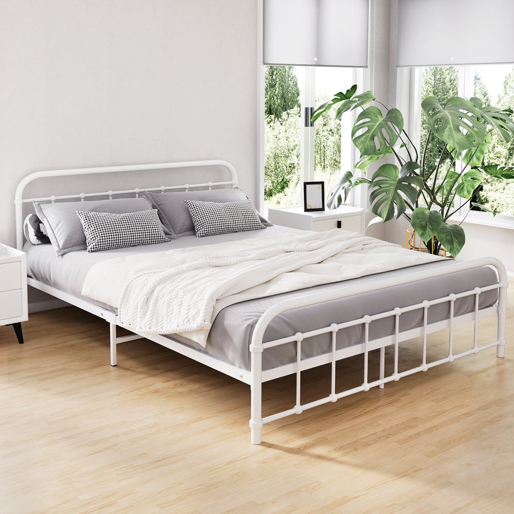 Fargo (Queen) Country Style Bed Frame - White - Homecoze
