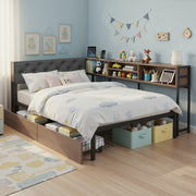 Artiss Bed Frame King Single Size with 2 Drawers and Charging Station Metal Corner Bed Base - Homecoze