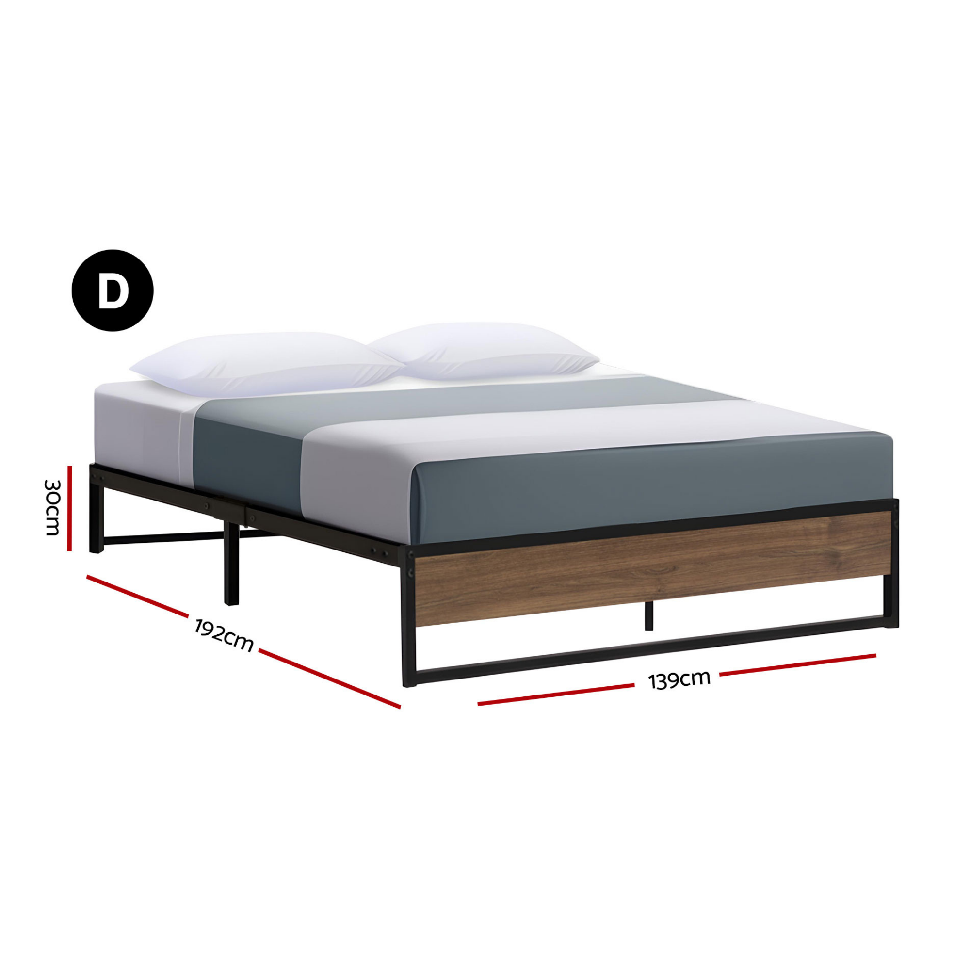 Garland (Double) Metal Bed Frame - Black & Brown