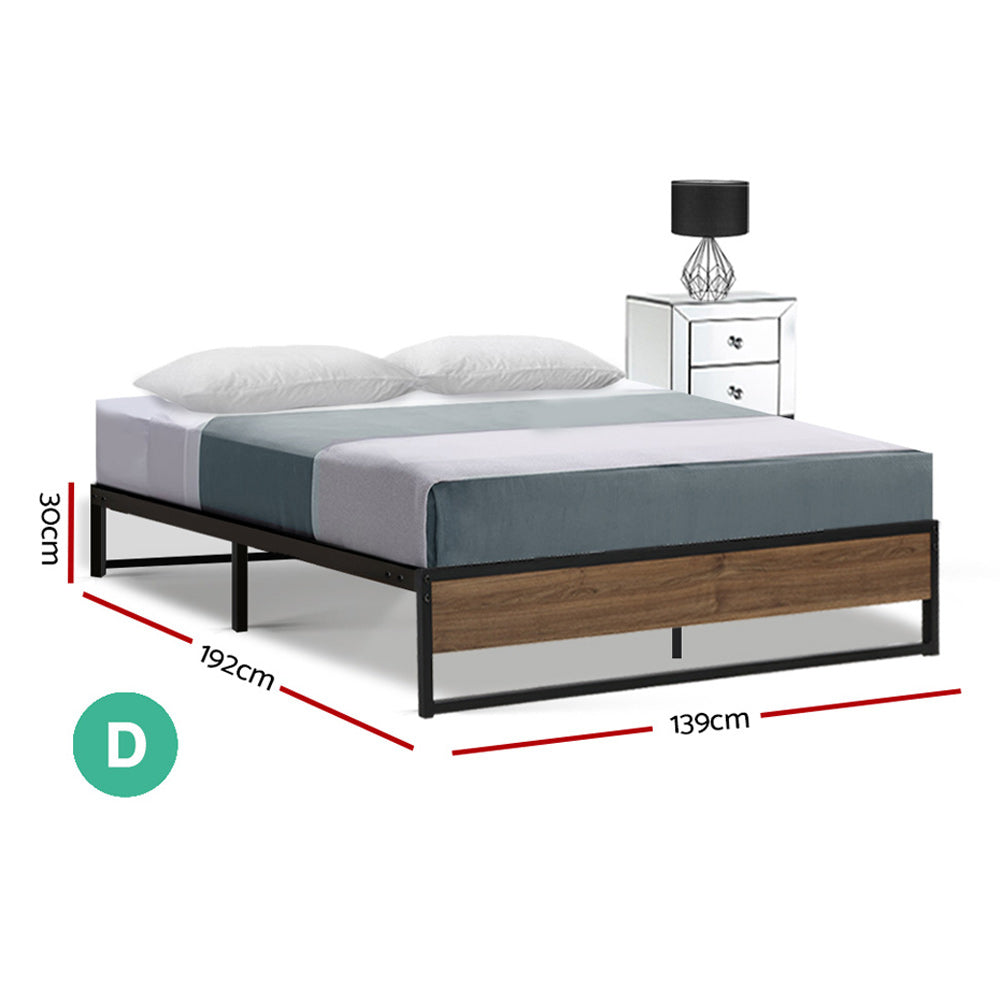 Garland (Double) Metal Bed Frame - Black & Brown - Homecoze