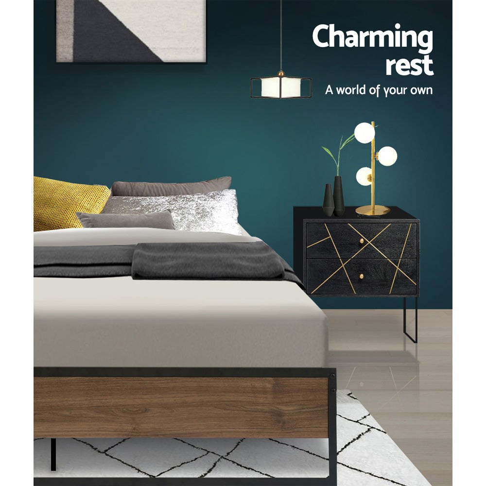 Garland (Double) Metal Bed Frame - Black & Brown - Homecoze