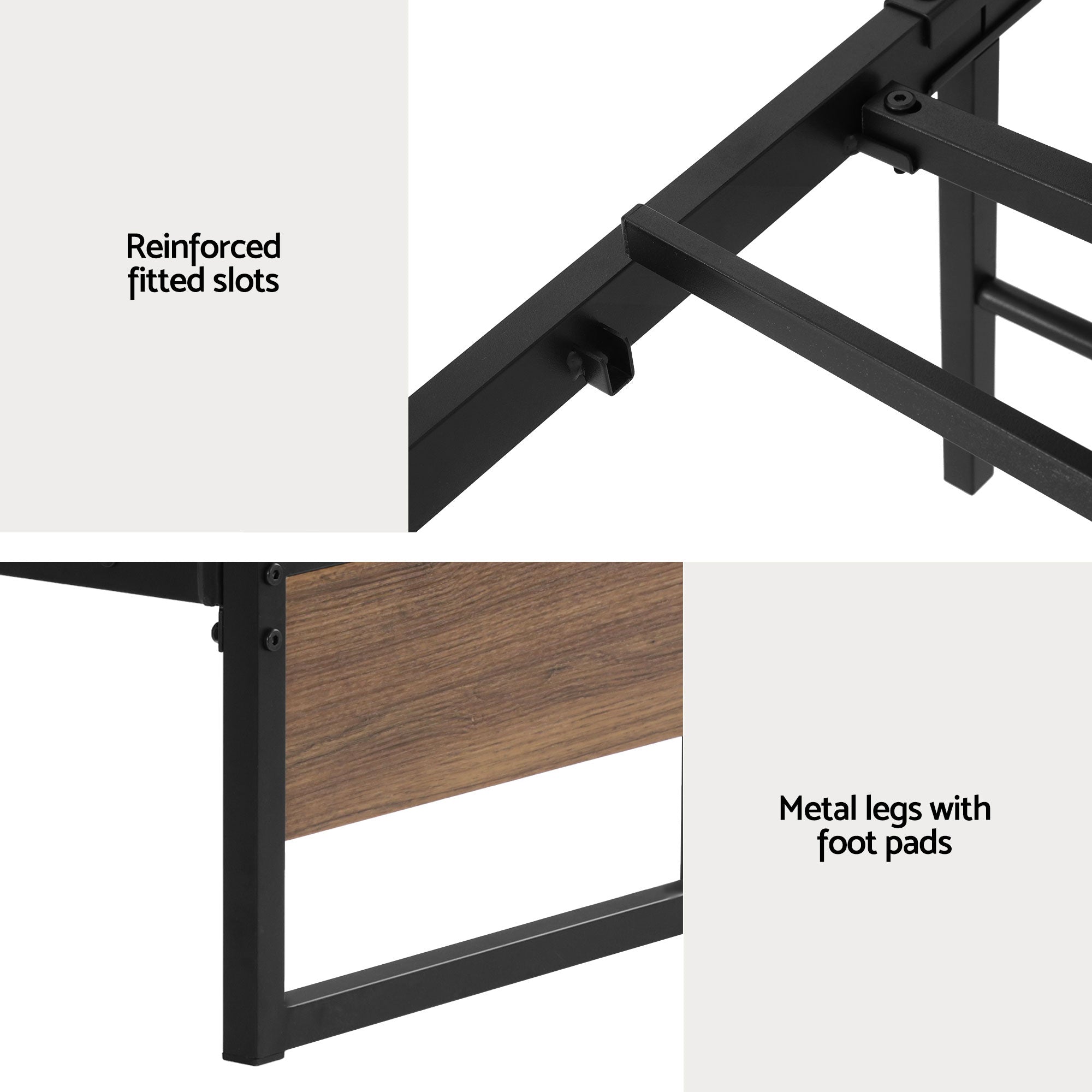 Garland (King Single) Metal Bed Frame with Drawers - Black & Brown
