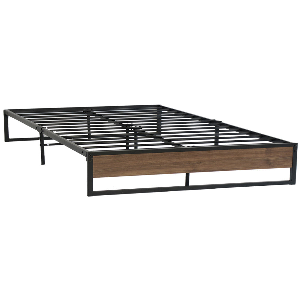 Garland (Queen) Metal Bed Frame - Black & Brown - Homecoze