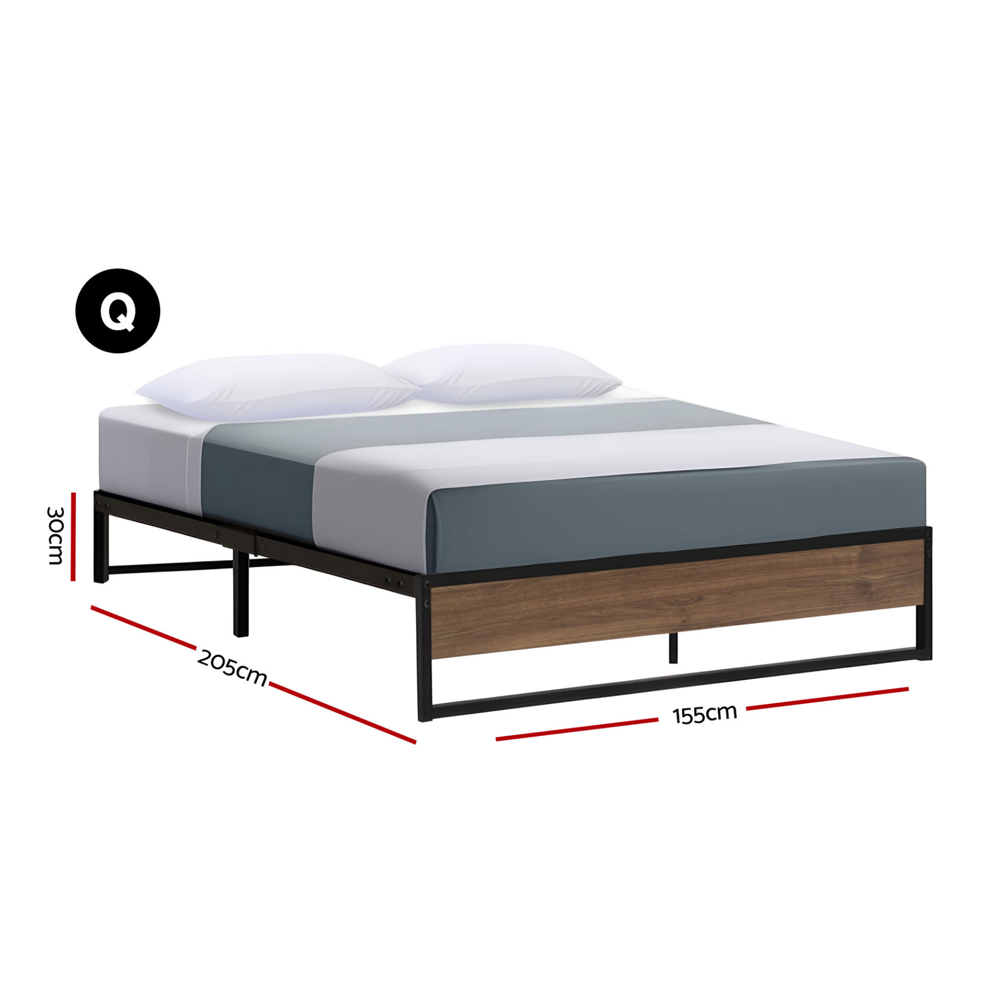 Garland (Queen) Metal Bed Frame - Black & Brown