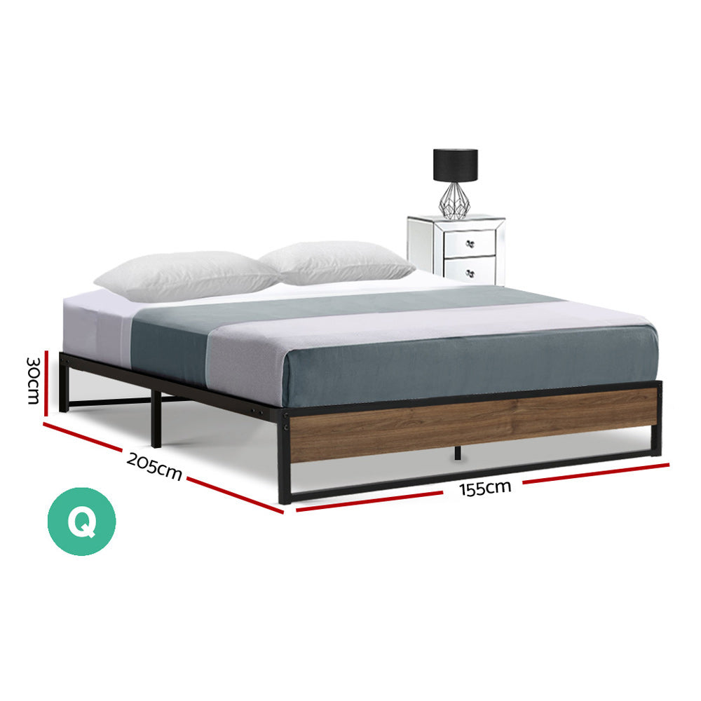 Garland (Queen) Metal Bed Frame - Black & Brown - Homecoze