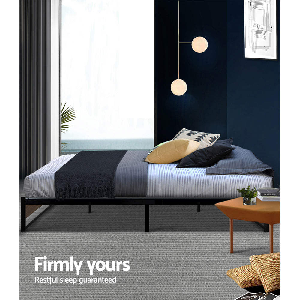 Garland (Queen) Metal Bed Frame - Black & Brown - Homecoze