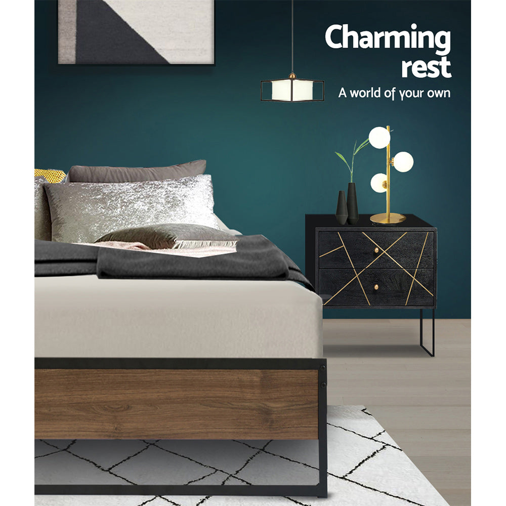Garland (Single) Metal Bed Frame - Black & Brown - Homecoze