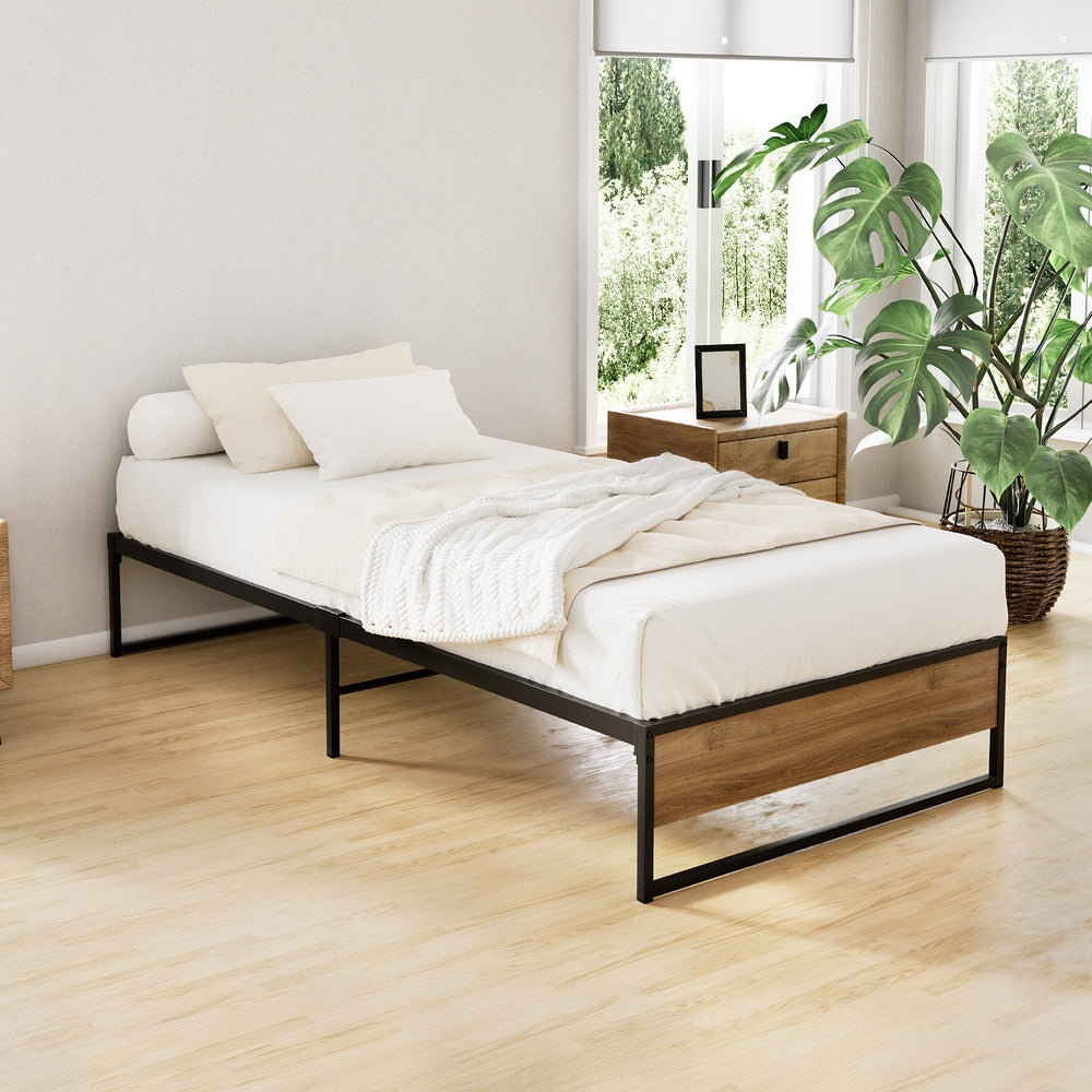 Garland (Single) Metal Bed Frame - Black & Brown - Homecoze