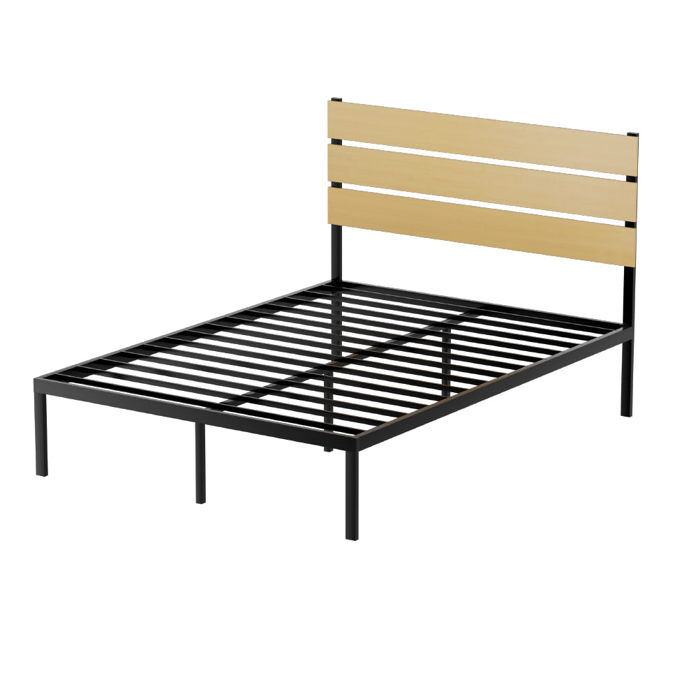 Tucson (Double) Metal Bed Frame - Black & Oak - Homecoze