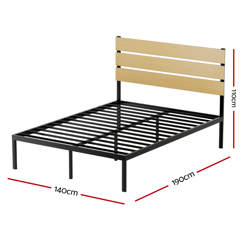 Tucson (Double) Metal Bed Frame - Black & Oak - Homecoze