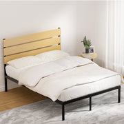 Tucson (Double) Metal Bed Frame - Black & Oak - Homecoze