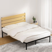 Tucson (Queen) Metal Bed Frame - Black & Oak - Homecoze