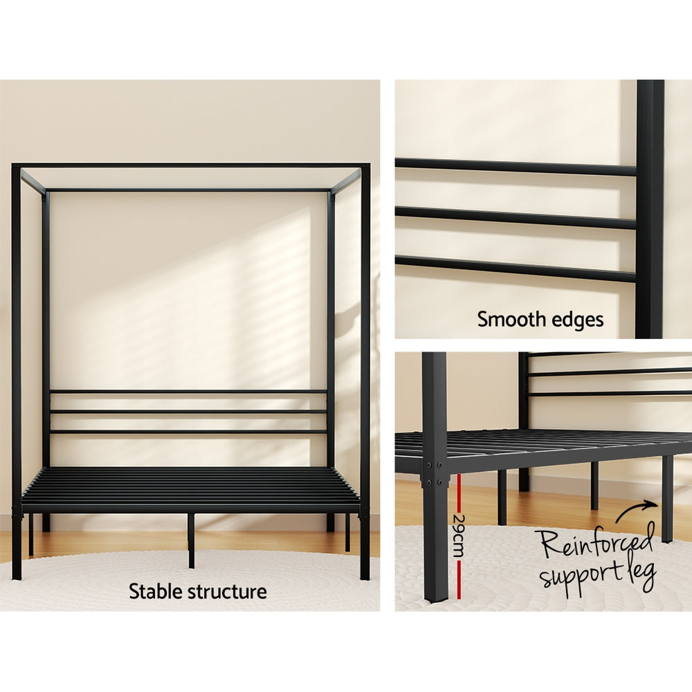 Paris (Double) Metal Poster Bed Frame - Black - Homecoze