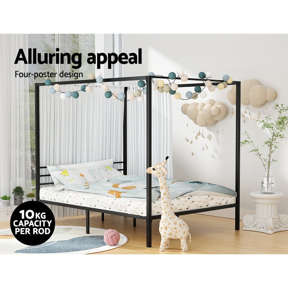 Paris (Queen) Metal Poster Bed Frame - Black - Homecoze