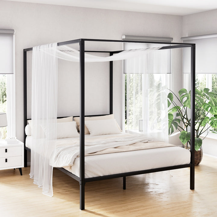 Paris (Queen) Metal Poster Bed Frame - Black