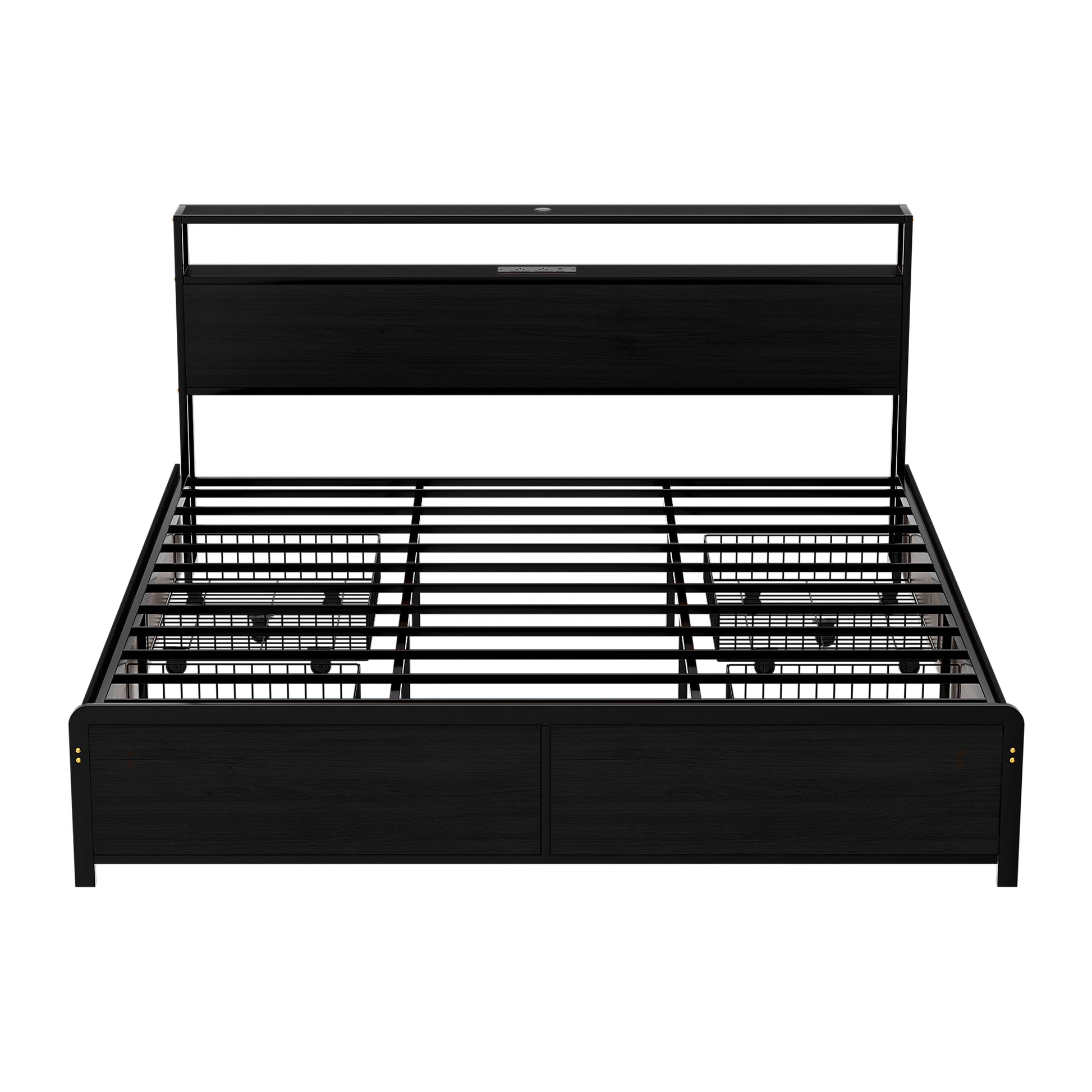 Artiss Metal Bed Frame King Size Storage Headboard Charge Station LED 4 Drawers - Homecoze