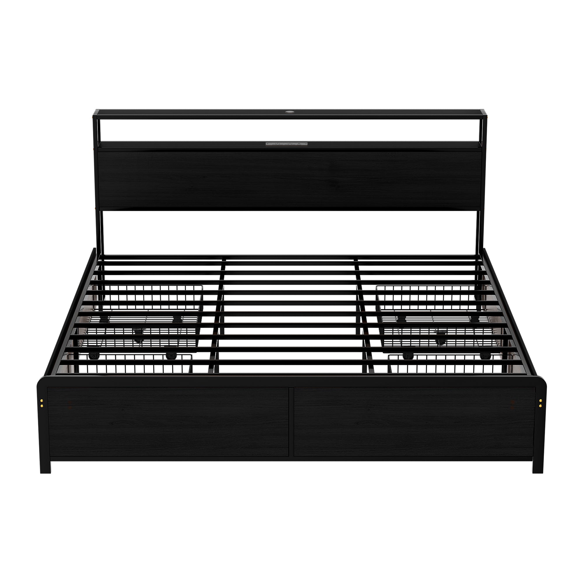 Artiss Metal Bed Frame King Size Storage Headboard Charge Station LED 4 Drawers - Homecoze