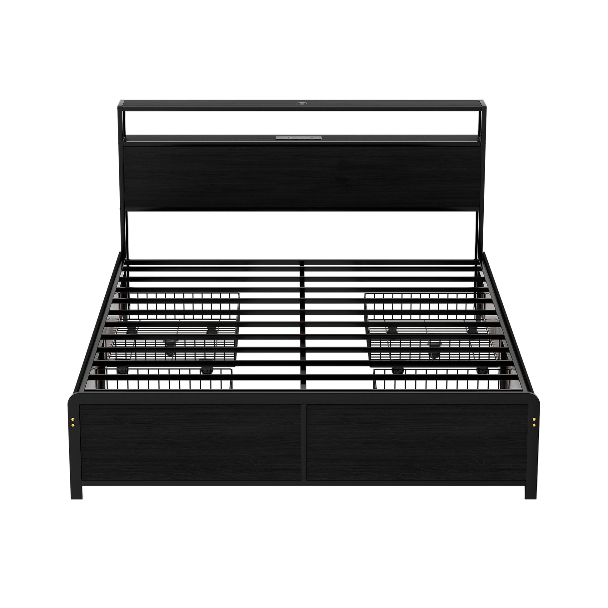 Artiss Metal Bed Frame Queen Size Storage Headboard Charge Station LED 4 Drawers - Homecoze