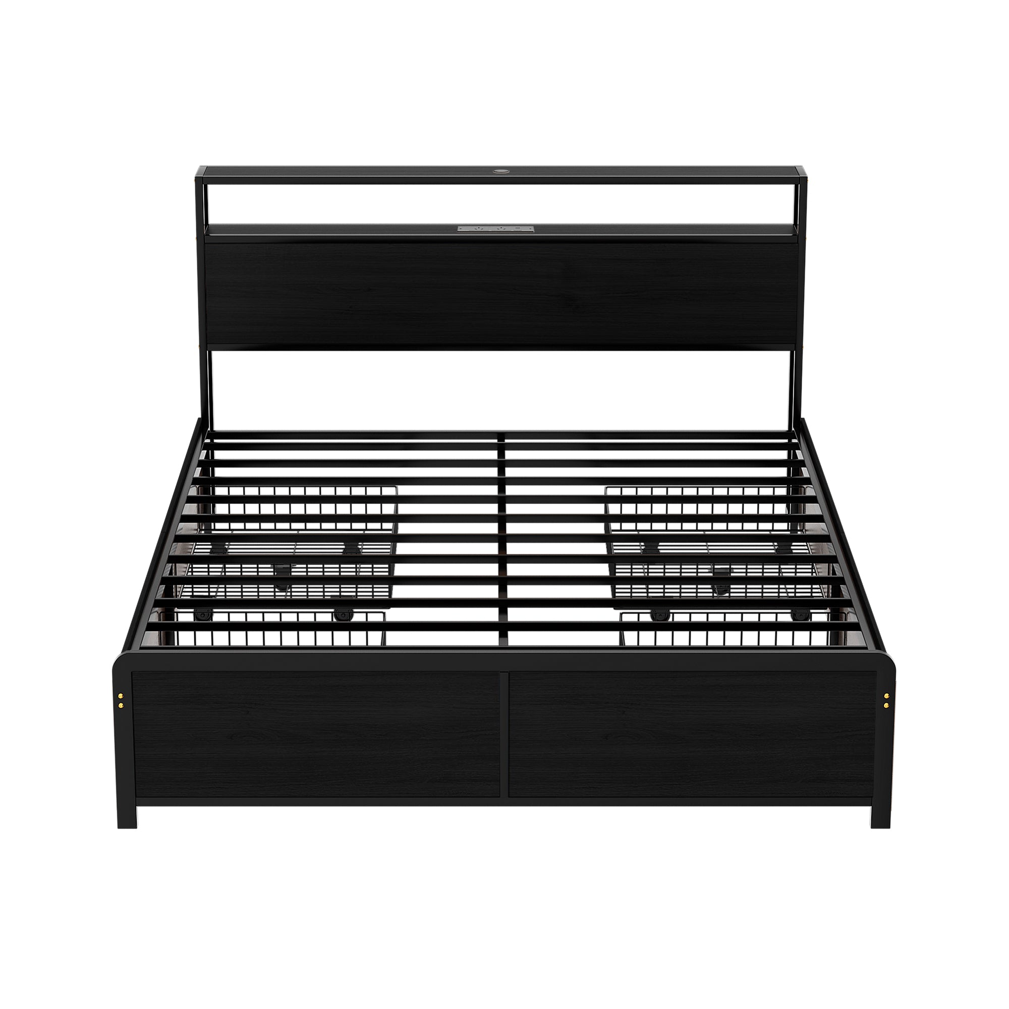 Artiss Metal Bed Frame Queen Size Storage Headboard Charge Station LED 4 Drawers - Homecoze